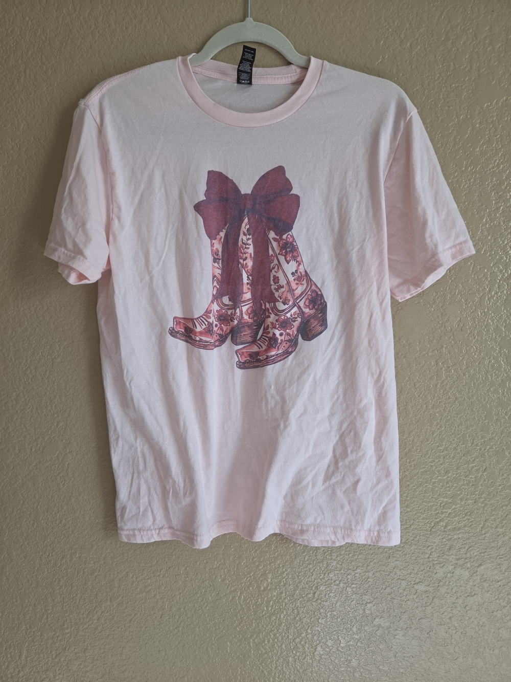 Red burgandy wearing cowgirl boots girly coquette district tee